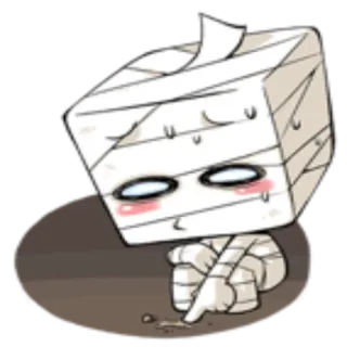 😶 mummy, wrapped, cartoon, character, cute, bandage telegram sticker
