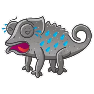 😐 caméléon, pleurer, triste, larmes, animal, reptile, émotions telegram sticker