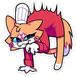 😏 cartoon, cat, chef, animal, sticker, cute, whimsical telegram sticker