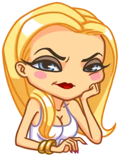 😒 Cartoon, Blond, Frau, Emoji, Sticker, Mädchen, Ausdruck telegram sticker