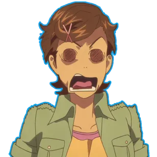 😱 scioccato, anime, espressione, cartone animato, donna, bocca aperta, paura telegram sticker