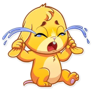 😭 triste, chorando, coelho, fofo, desenho animado, animal, lágrimas telegram sticker