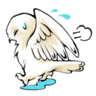 😶 bird, cute, sad, tired, animal, white, cartoon telegram sticker