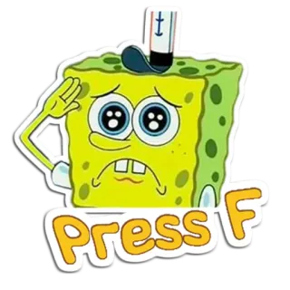 🧽 Spongebob Spongebob Squarepants Press F спанч боб, press f, мем, мультфильм, грустный, уважение telegram sticker