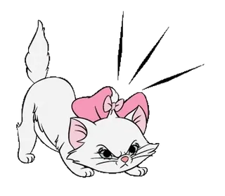 😡 Marie The Aristocats chat, chaton, dessin animé, Disney, en colère, blanc, mignon telegram sticker
