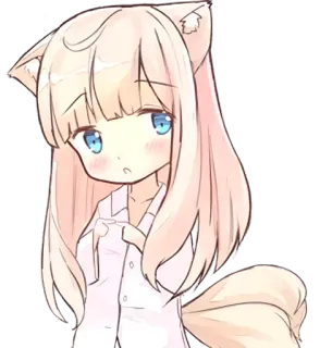 🙁 Anime, Neko-fille, Mignon, Manga, Kawaii, Illustration, Art whatsapp sticker
