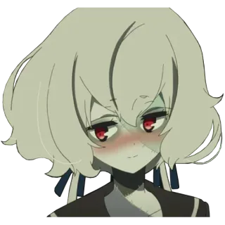😳 Аниме, Девочка, Милая, Зомби, Румянец telegram sticker