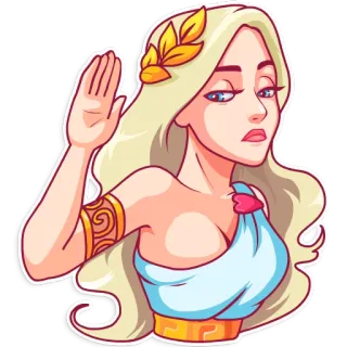 😕 illustration, woman, goddess, mythology, greek, hand, cartoon telegram sticker