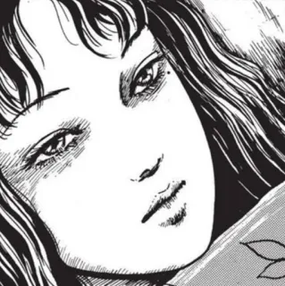 😐 Manga, Anime, Kobieta, Portret, Czarno-białe, Dziewczyna, Junji Ito telegram sticker