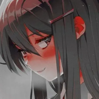 😏 Fille anime, Brune, Rougeurs, Épingle à cheveux whatsapp sticker