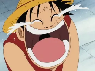 😂 Luffy One Piece Аниме, One Piece, Monkey D. Luffy, Луффи, плачет, эмоциональный, счастливый telegram sticker
