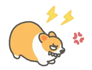 😤 anjing, corgi, marah, kartun, hewan, peliharaan telegram sticker