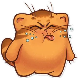 😛 cat, cute, funny, orange, cartoon, animal whatsapp sticker