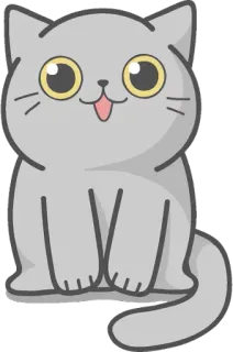 😀 Katze, süß, Aufkleber, Tier, Cartoon, grau telegram sticker