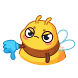👎 lebah, jempol ke bawah, tidak suka, kartun, serangga, imut telegram sticker