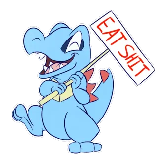 💩 Totodile Pokemon EAT SHIT pokemon, kaiminus, offensant, autocollant whatsapp sticker