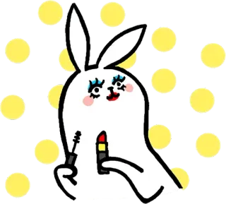 💄 coniglio, trucco, bellezza, cosmetici, rossetto, mascara, carino telegram sticker