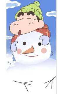 ☃️ Shin-chan Nohara Crayon Shin-chan อนิเมะ, การ์ตูน, ตุ๊กตาหิมะ, ฤดูหนาว, หิมะ telegram sticker
