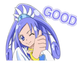 👍 GOOD Anime, Joinha, Piscadela, Positivo, Garota telegram sticker