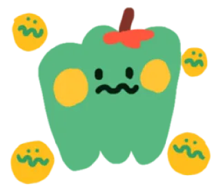 😖 Paprika, Gemüse, süß, Essen, kawaii, Illustration, Cartoon whatsapp sticker