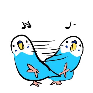 😀 parkit, burung, lucu, not musik, kartun telegram sticker