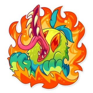 😡 monster, vuur, cartoon, sticker, wezen telegram sticker