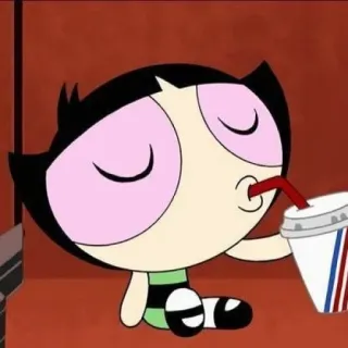 🍭 Buttercup The Powerpuff Girls dibujos animados, bebiendo, refresco, chica, Las Chicas Superpoderosas, Bellota telegram sticker