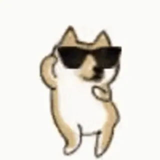 😎 pies, okulary przeciwsłoneczne, cool, shiba inu, mem, śmieszne, zwierzę telegram sticker