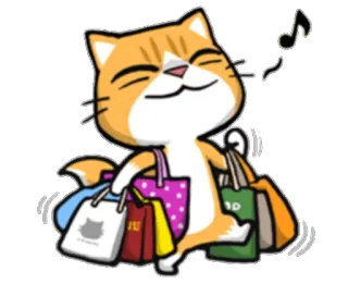 😊 Katze, Shopping, Taschen, Cartoon, Fröhlich, Musik telegram sticker
