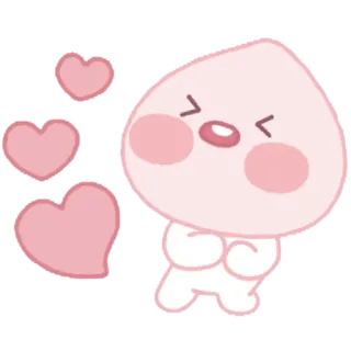 😍 Apeach apeach, 카카오프렌즈, 하트, 귀여운, 분홍색, 만화 telegram sticker