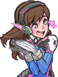 😍 D.Va Overwatch video game, gamer, imut, anime telegram sticker