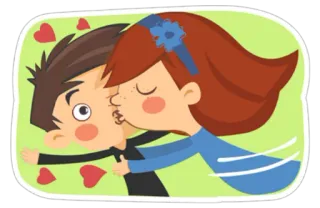 😘 pocałunek, miłość, kreskówka, romans, para, serce telegram sticker