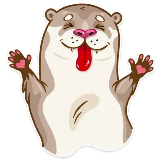 😝 rái cá, động vật, dễ thương, hoạt hình, vui nhộn, lưỡi, ngớ ngẩn telegram sticker