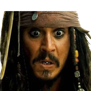 😦 Jack Sparrow Pirates of the Caribbean pirata, capitán, Johnny Depp, personaje, película telegram sticker