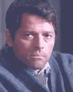 ☹️ Misha Collins aktor, nadprzyrodzone, celebryta, poważny, mężczyzna whatsapp sticker