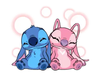 💑 Stitch ลิโล่ แอนด์ สติทช์, ดิสนีย์, แอนิเมชั่น, การ์ตูน, น่ารัก, แองเจิล whatsapp sticker