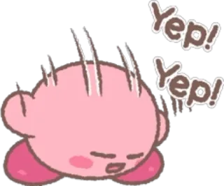 👍 Kirby Yep! Yep! 분홍색, 귀여운, 게임, 닌텐도, 커비 telegram sticker