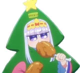 😋 Kanna Kamui Miss Kobayashi's Dragon Maid Kanna, Dragon Maid, Anime, Natal, Pohon Natal, Ayam, Makan whatsapp sticker