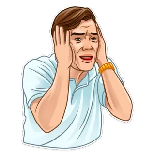 😨 homme, désespoir, émotion, stressé, inquiet, anxieux, tête dans les mains telegram sticker