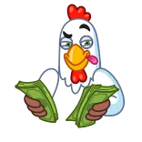 🤑 frango, dinheiro, grana, riqueza, dólar telegram sticker