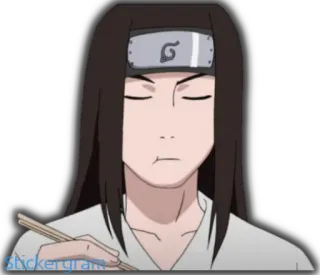 🙂 Neji Hyuga Naruto anime, naruto, neji, hyuga, manger, baguettes telegram sticker