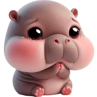 🥺 ippopotamo, cartone animato, carino, triste, animale, adesivo telegram sticker