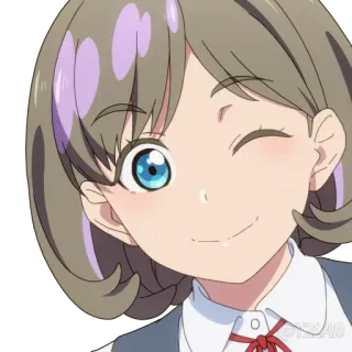 😉 @V2UAB Аниме, Девушка, Подмигивание, Милый, Мультфильм whatsapp sticker