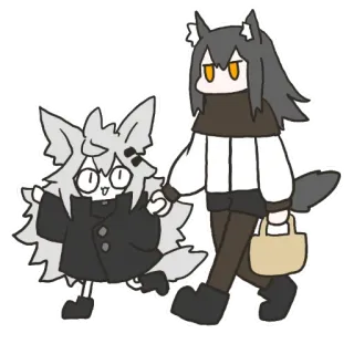 👭 cartoon, wolf, animal, characters, friendship telegram sticker
