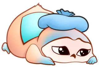 🤒 chory, leniwiec, okład z lodu, kreskówka, zwierzę, słodki, ilustracja telegram sticker