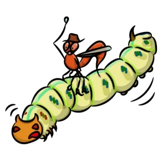 🤠 formiga, lagarta, inseto, desenho animado, animal telegram sticker