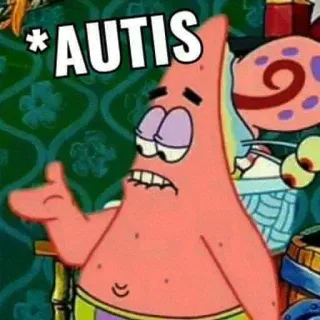 ➖ Patrick Star SpongeBob SquarePants *AUTIS Patrick Étoile, Bob l'éponge, dessin animé, mème, offensant, autisme telegram sticker