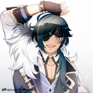 🔲 Kaeya Genshin Impact アニメ, ゲーム, 原神, ガイア, ファンアート, キャラクター telegram sticker