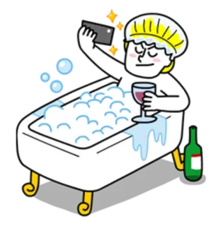 🌝 bak mandi, anggur, selfie, relaksasi, gelembung telegram sticker