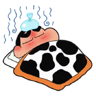 😷 Shin-chan Crayon Shin-chan malade, mal, maux de tête, animé, dessin animé, compresse froide, fièvre whatsapp sticker